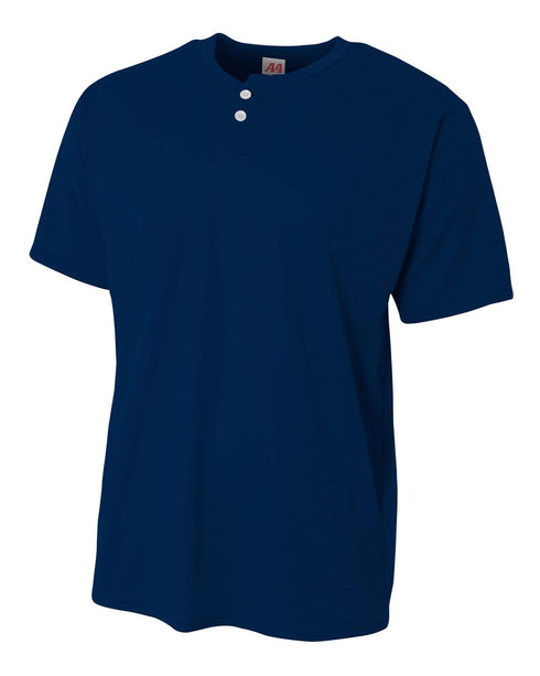 A4 Youth 2-Button Mesh Henley (NB4130), Color 'Navy'
